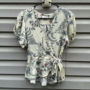 Anthropologie | Meraki Wrap Front Short Sleeve Shirt size Medium